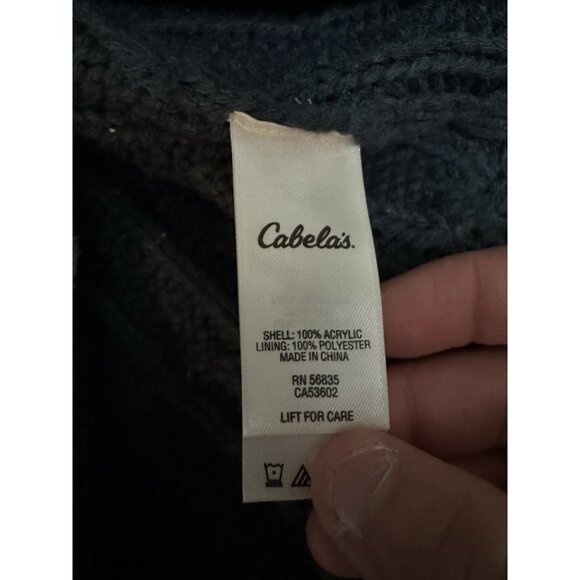 Cabelas Women's Knit Button Cardigan Sweater Jacket Teal Blue Size S Sherpa Hood - Picture 10 of 14